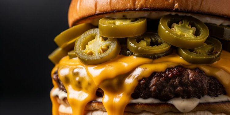 Hambúrguer Picante com Cheddar e Jalapeño