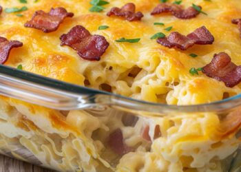 Macarrão ao Forno com Bacon e Mussarela