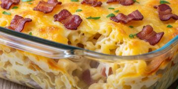 Macarrão ao Forno com Bacon e Mussarela